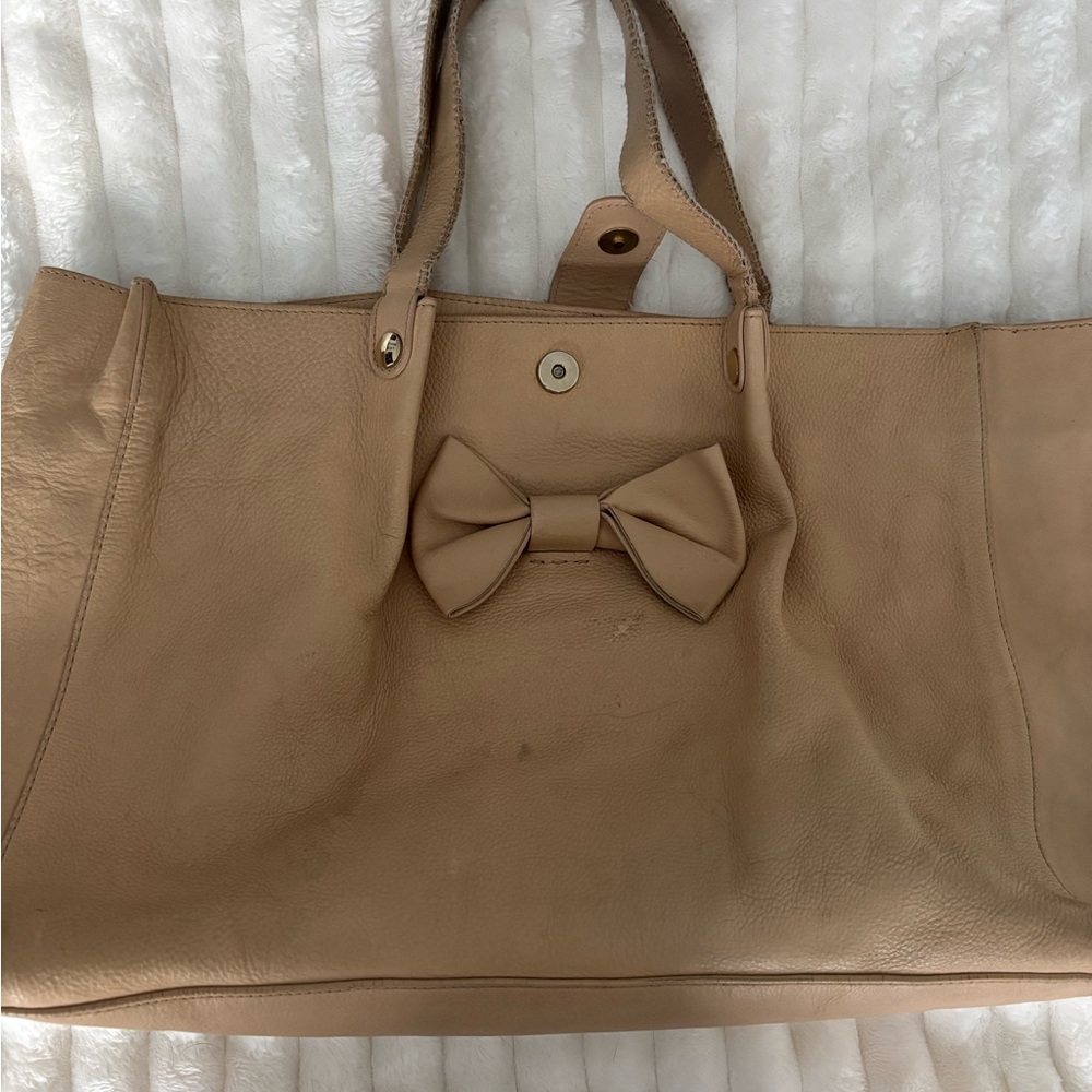RED Valentino Beige Bow Tote Bag